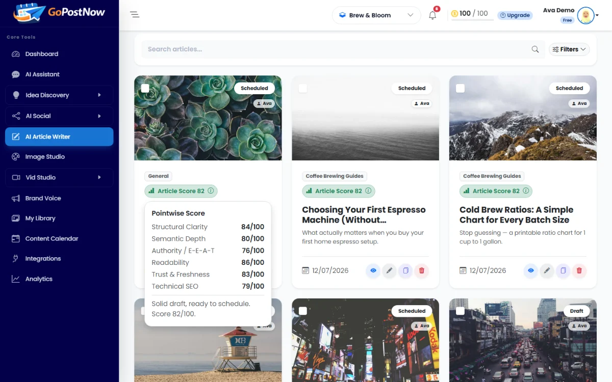 AI Article Writer in GoPostNow
